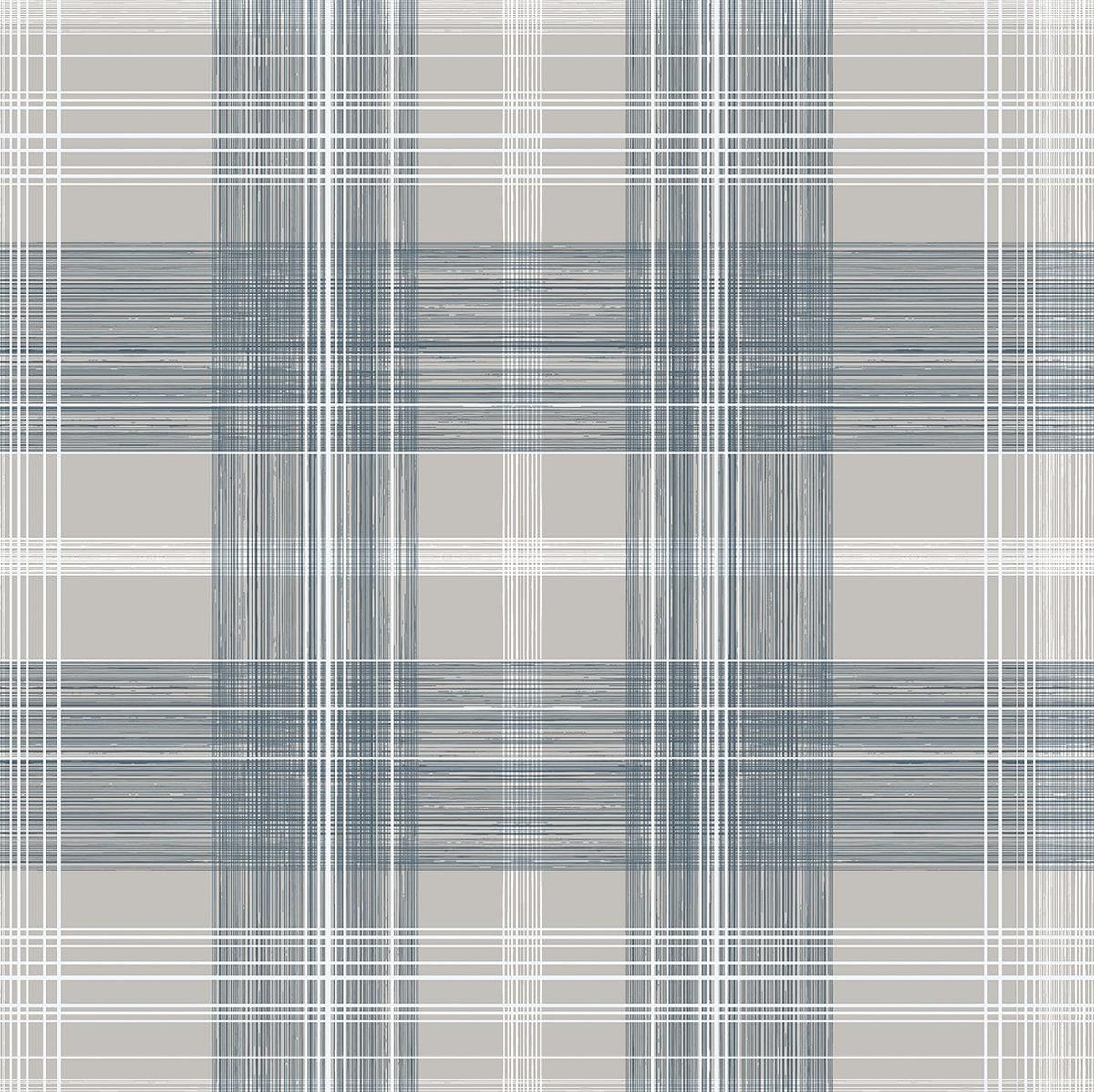 Seabrook Crossroads Plaid Argos Grey & Blue Wallpaper