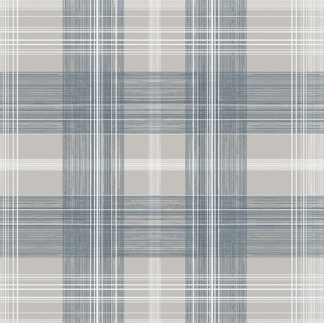 Seabrook Crossroads Plaid Argos Grey & Blue Wallpaper