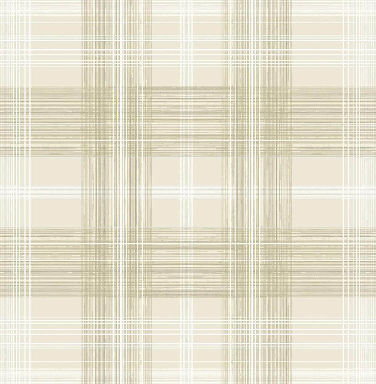Seabrook Crossroads Plaid Sand Dollar Wallpaper
