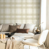 Seabrook Crossroads Plaid Sand Dollar Wallpaper