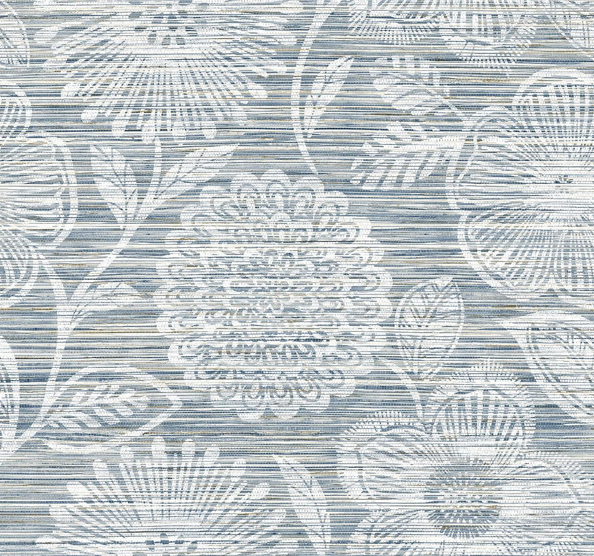 Seabrook Faux Grass Floral Bluestone Wallpaper