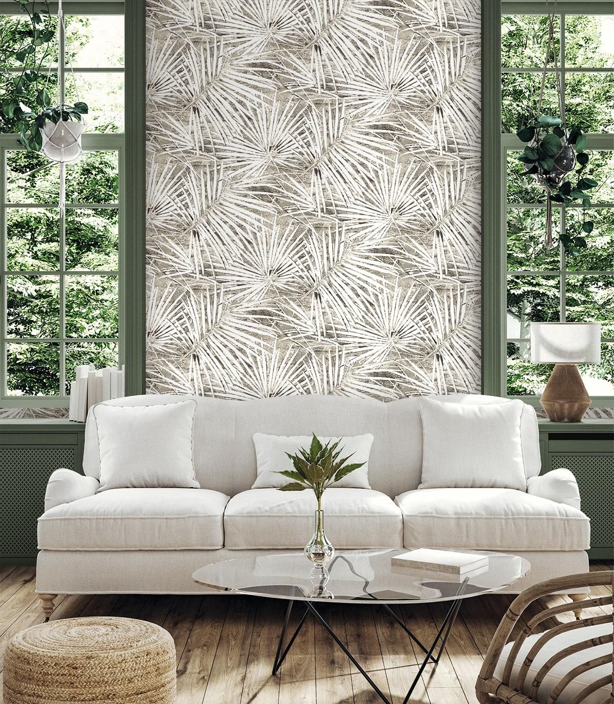 Seabrook Fossil Palm Pavestone Wallpaper