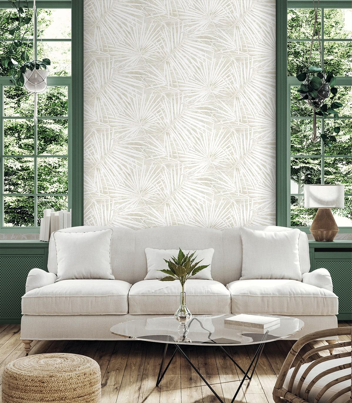 Seabrook Fossil Palm Natural Wallpaper