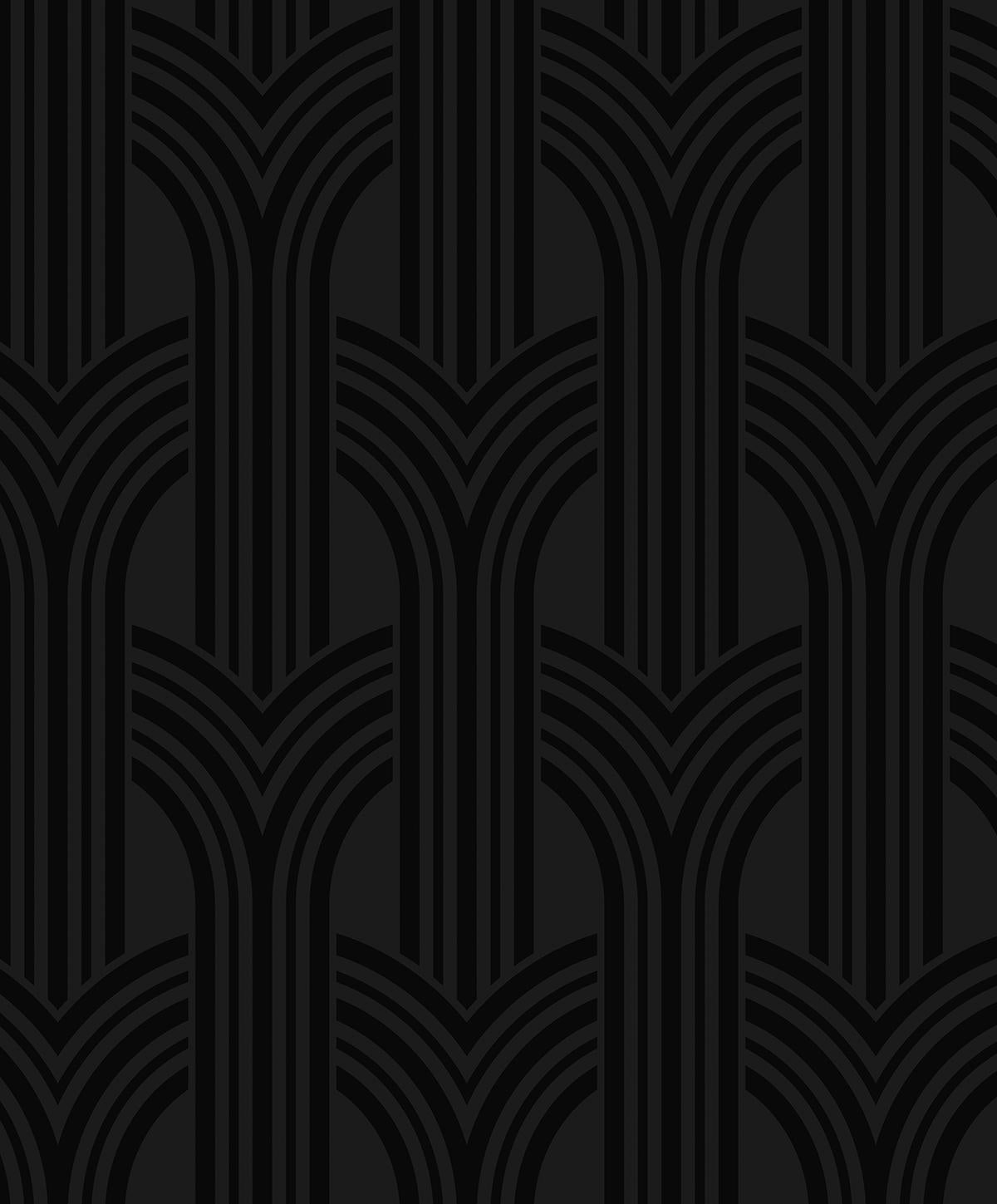 Seabrook Hendrix Arches Carbon & Metallic Black Wallpaper