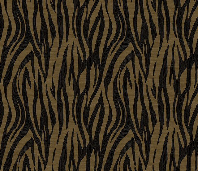 Seabrook Jazz Faux Skin Metallic Royal Gold & Obsidian Wallpaper