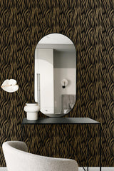 Seabrook Jazz Faux Skin Metallic Royal Gold & Obsidian Wallpaper