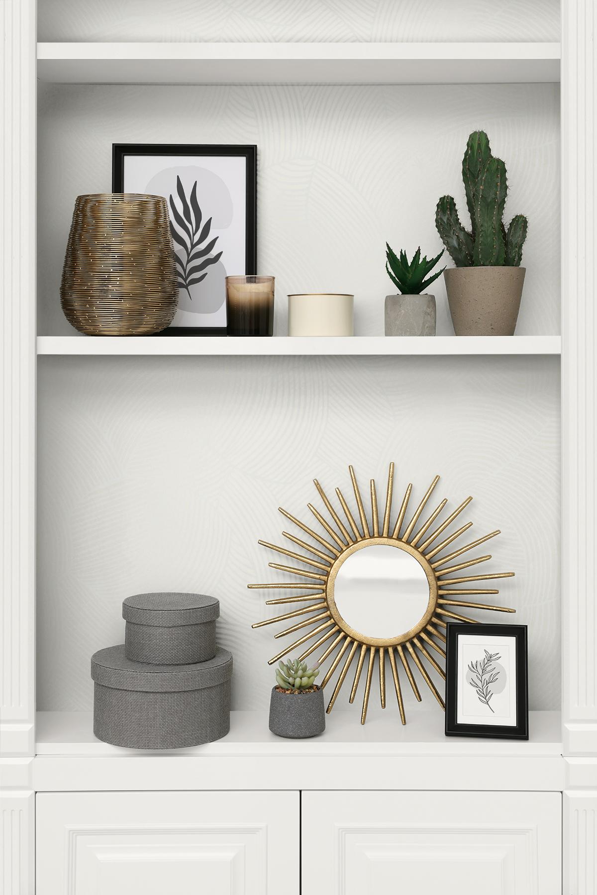 Seabrook Symphony Geometric Metallic Ivory Wallpaper