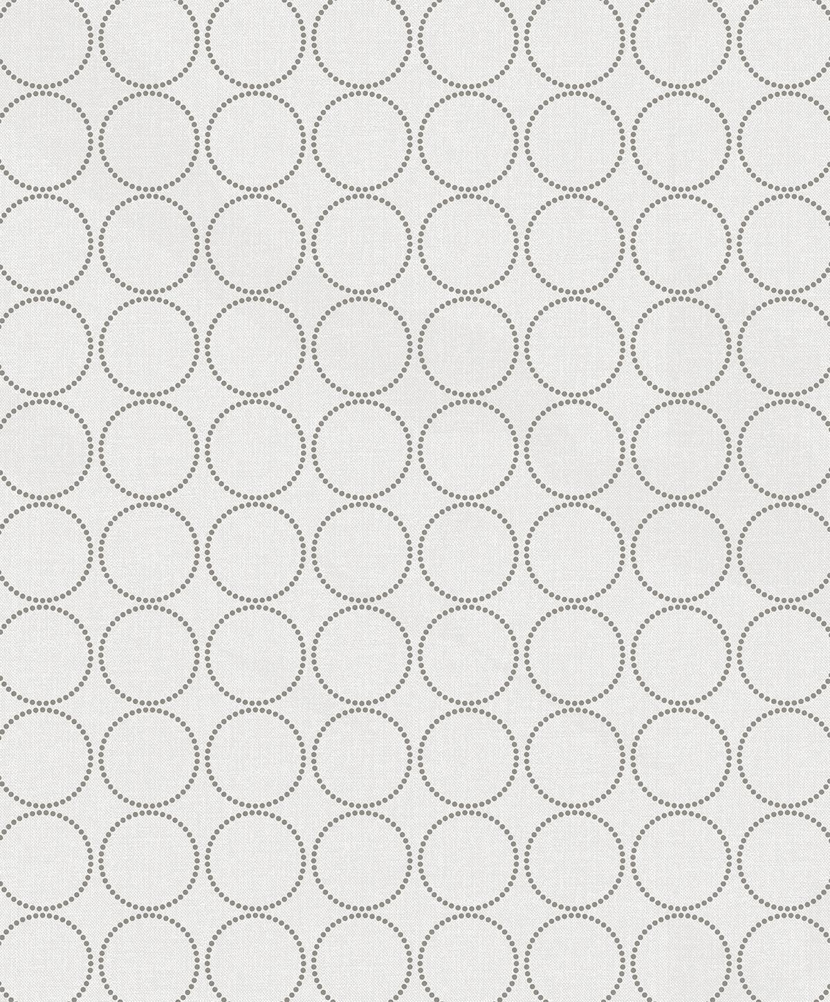 Seabrook Round Geometric Linen & Metallic Silver Wallpaper