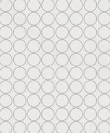 Seabrook Round Geometric Linen & Metallic Silver Wallpaper