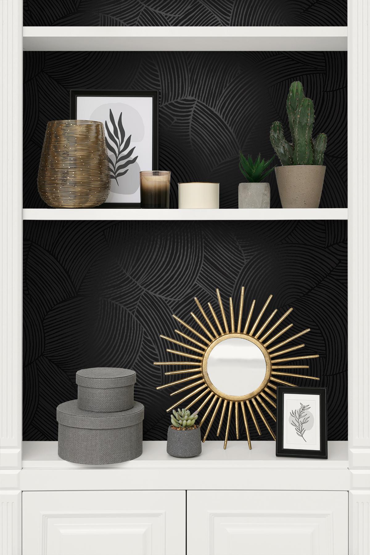 Seabrook Symphony Geometric Metallic Black Ice Wallpaper