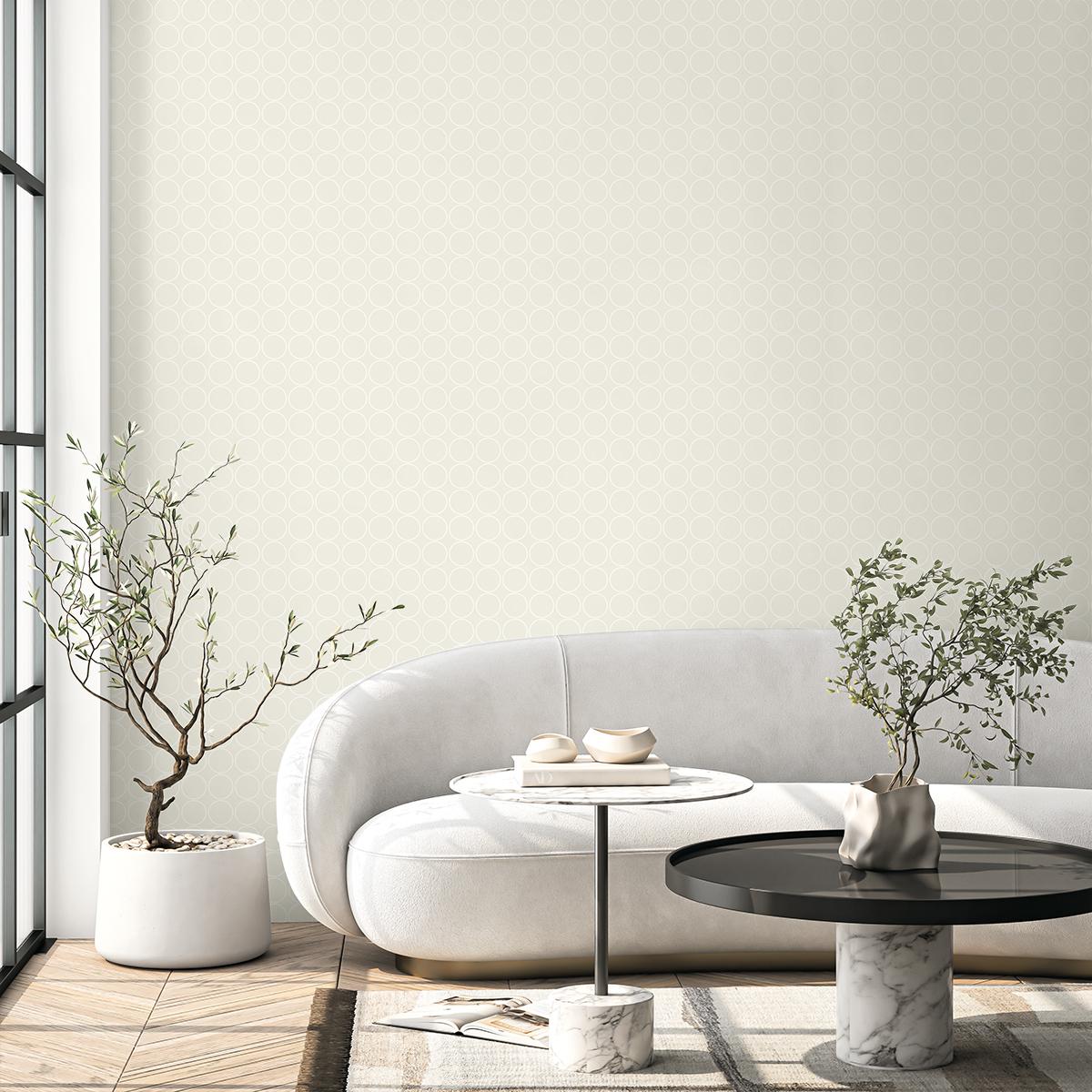 Seabrook Round Geometric Neutral Wallpaper