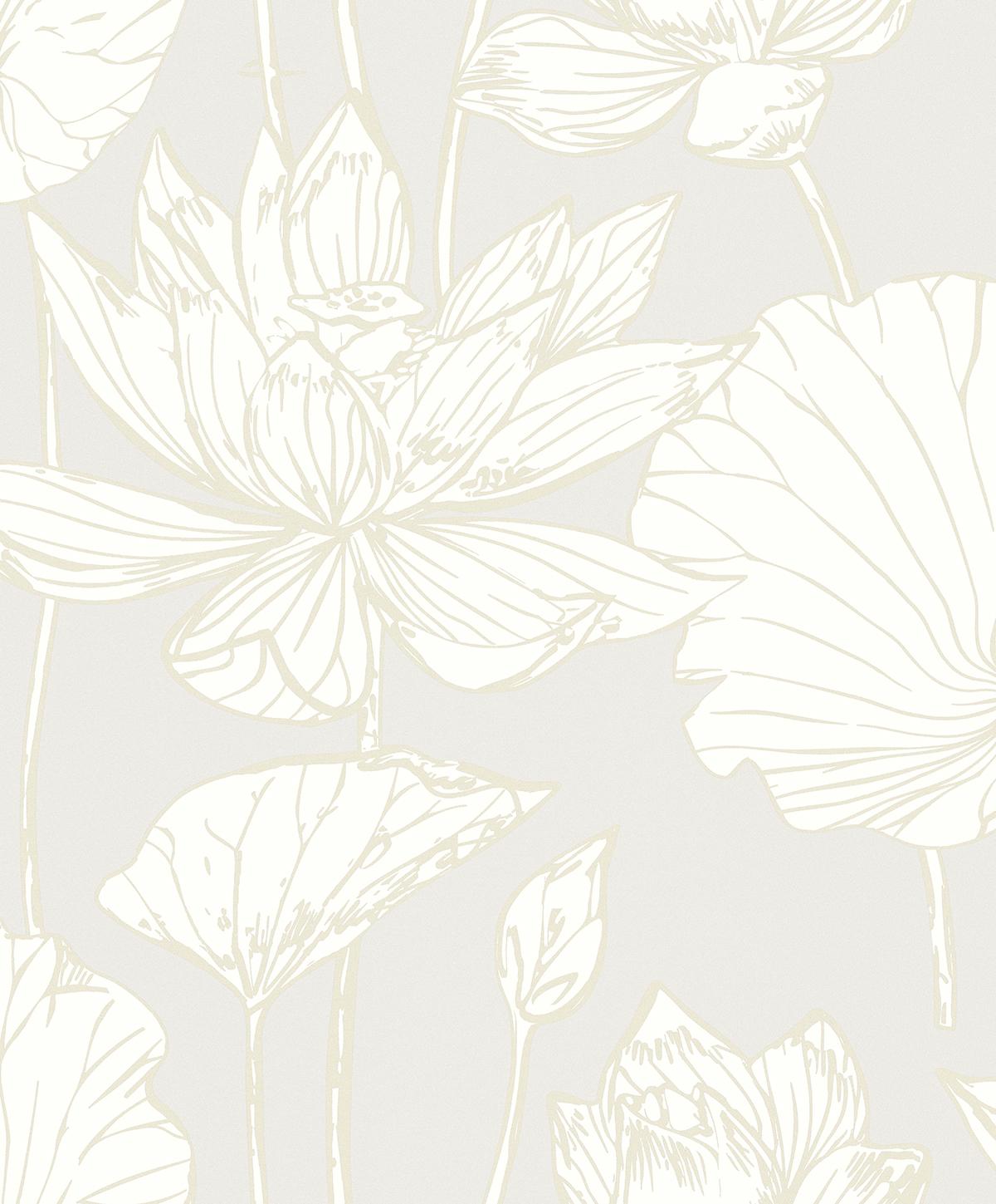 Seabrook Viola Floral Metallic Coconut & Cream Wallpaper