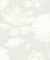 Seabrook Viola Floral Metallic Coconut & Cream Wallpaper