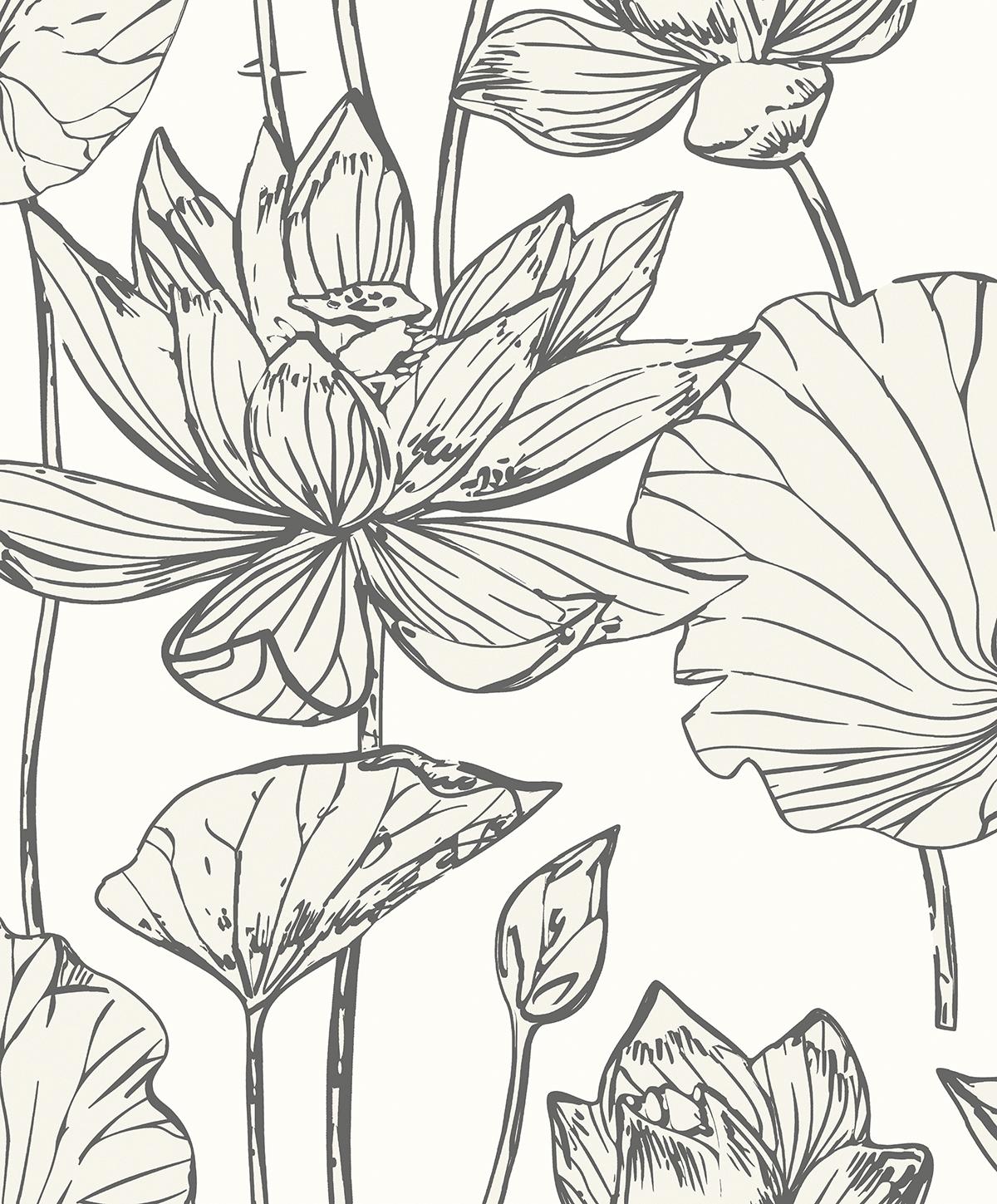 Seabrook Viola Floral Metallic Ivory & Ash Wallpaper