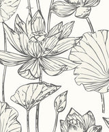 Seabrook Viola Floral Metallic Ivory & Ash Wallpaper