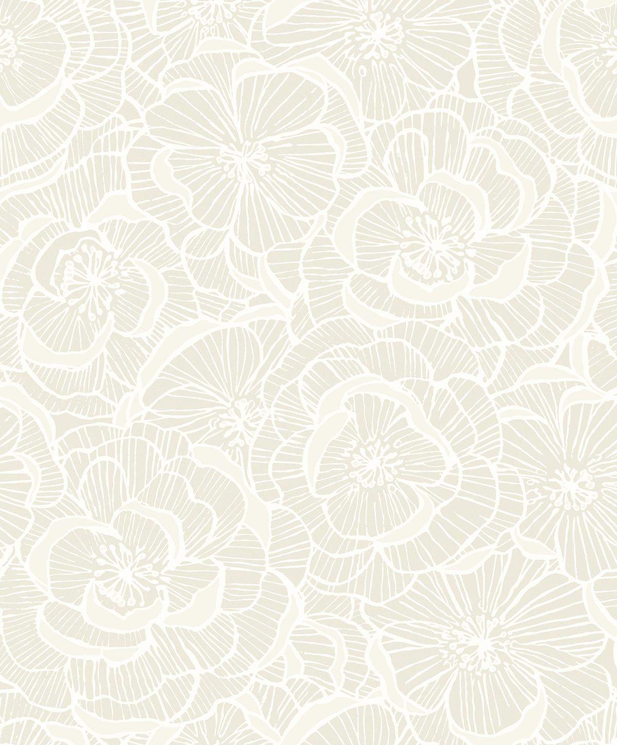 Seabrook Alejandra Floral Metallic Almond & Cream Wallpaper