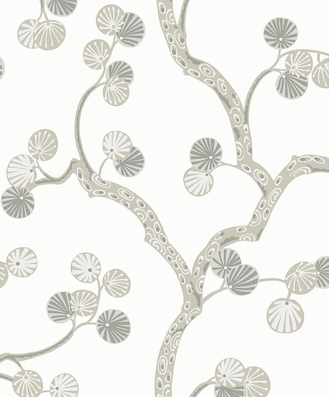 Seabrook Allegra Branches Cotton & Fog Wallpaper