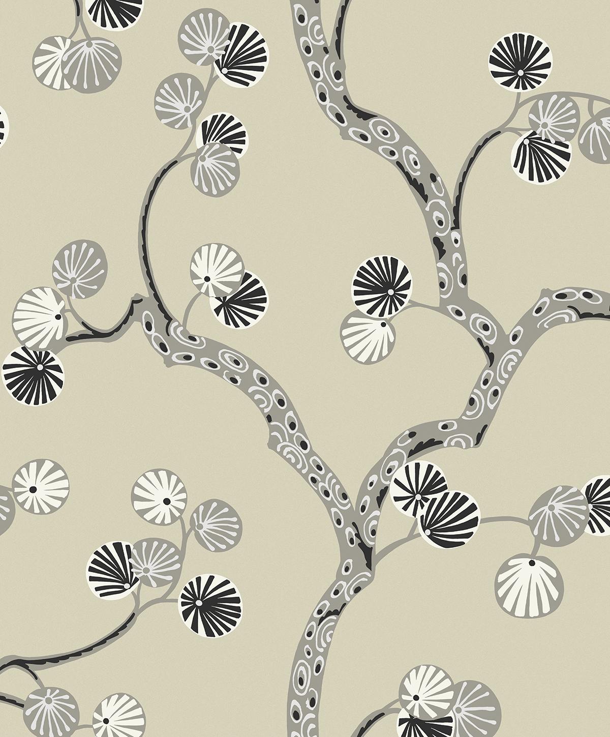 Seabrook Allegra Branches Metallic Champagne & Stone Wallpaper