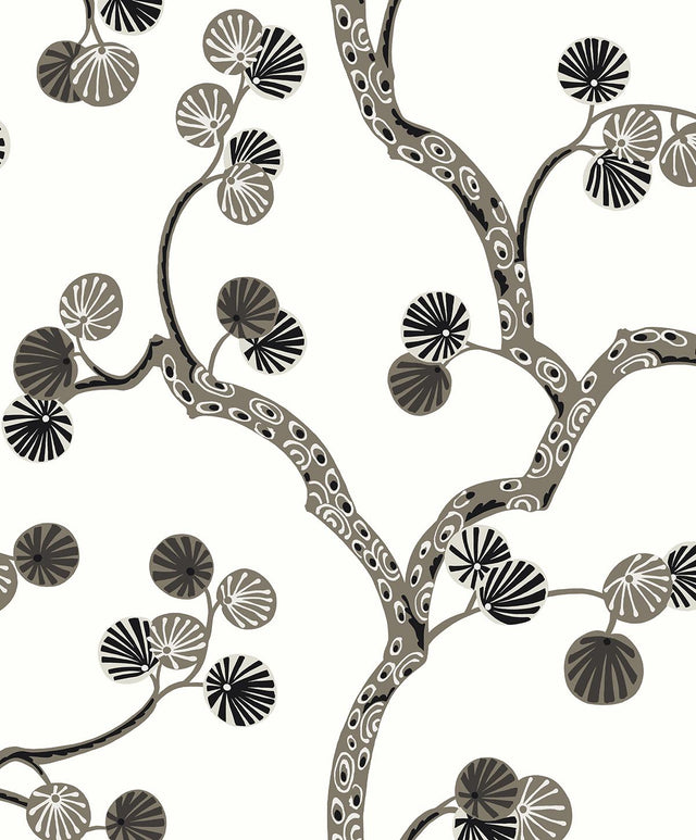 Seabrook Allegra Branches Cream & Rhino Wallpaper