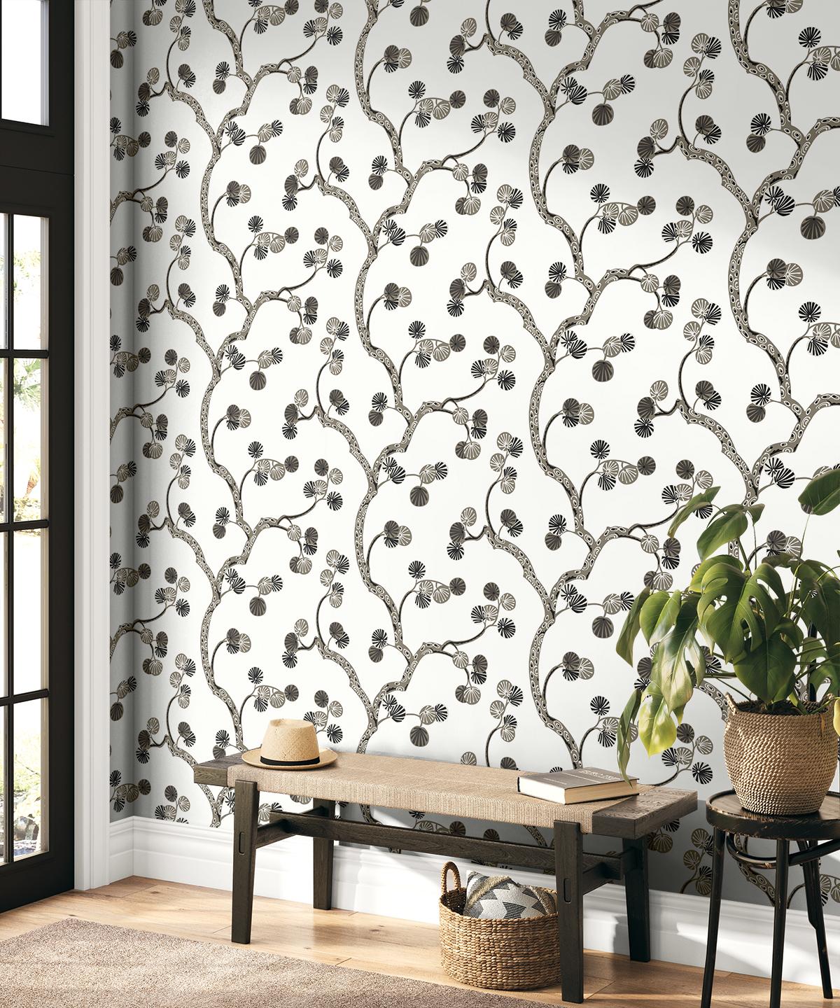 Seabrook Allegra Branches Cream & Rhino Wallpaper