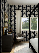 Seabrook Belle Floral Stripe Black Tie & Metallic Gold Wallpaper