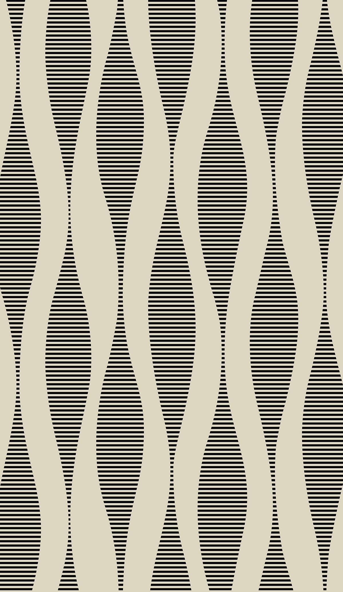 Seabrook Harmony Ikat Waves Latte & Metallic Black Wallpaper