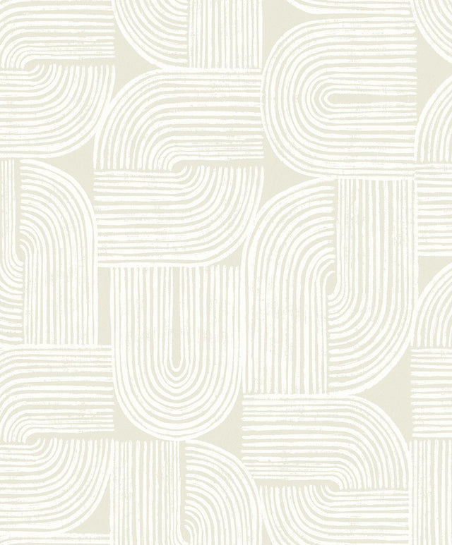 Seabrook Piper Geometric Metallic Champagne & Flour Wallpaper