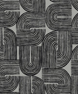 Seabrook Piper Geometric Metallic Silver Sea & Black Wallpaper
