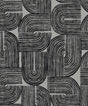 Seabrook Piper Geometric Metallic Silver Sea & Black Wallpaper