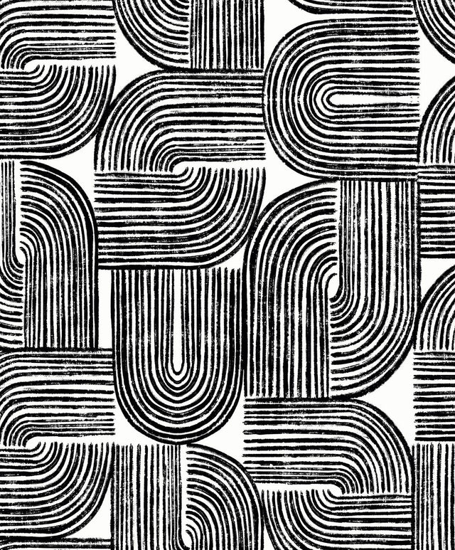 Seabrook Piper Geometric Off-White & Onyx Wallpaper