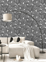 Seabrook Piper Geometric Off-White & Onyx Wallpaper