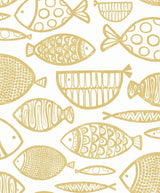 Seabrook Cadence Fish Honey Wallpaper