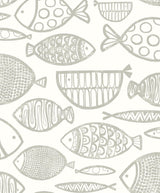 Seabrook Cadence Fish Lily Grey Wallpaper