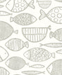 Seabrook Cadence Fish Lily Grey Wallpaper