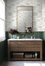 Seabrook Cadence Fish Lily Grey Wallpaper