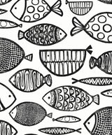 Seabrook Cadence Fish Contrast Wallpaper
