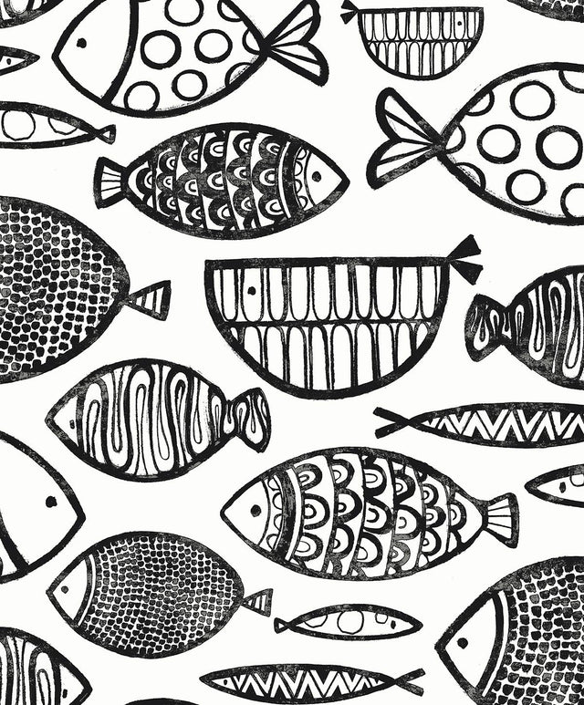 Seabrook Cadence Fish Contrast Wallpaper