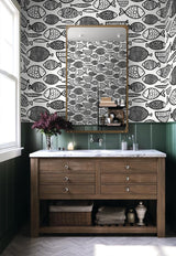 Seabrook Cadence Fish Contrast Wallpaper