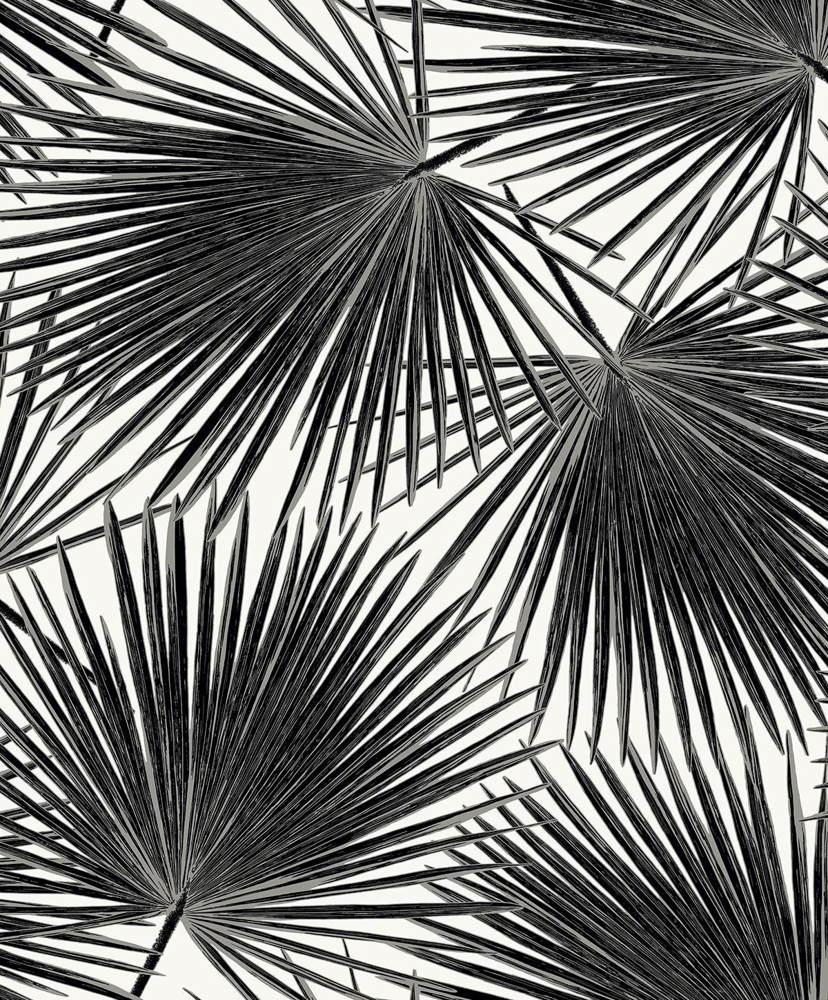 Seabrook Elvis Palms Inky Wallpaper