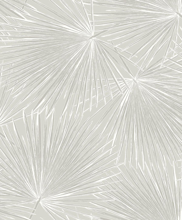 Seabrook Elvis Palms Metallic Boulder Grey Wallpaper