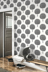 Seabrook Demi Trees Alabaster & Contrast Wallpaper