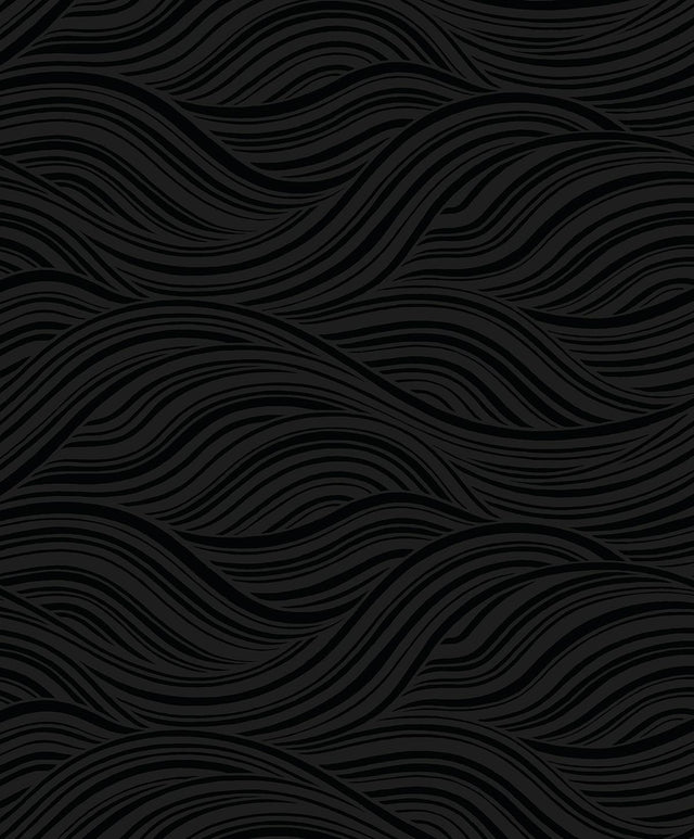Seabrook Melody Waves Metallic Inkwell Wallpaper