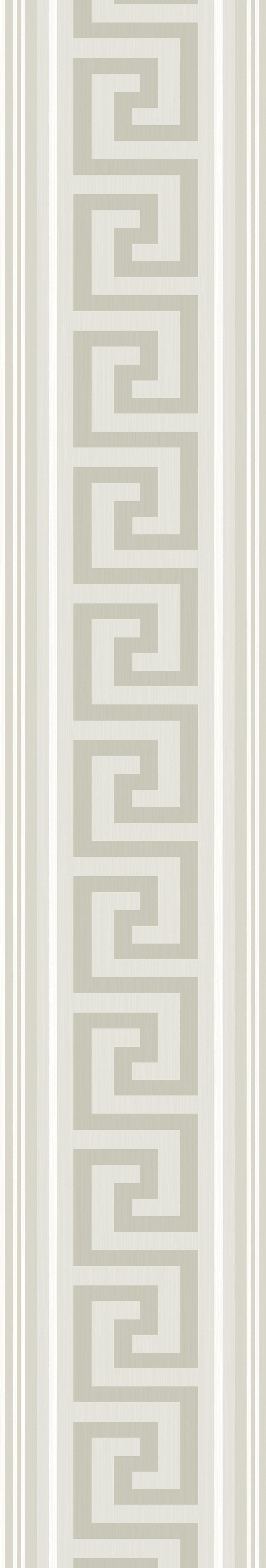 Seabrook Lyre Greek Key Border Almond & Metallic Champagne Wallpaper