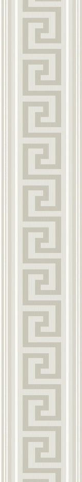 Seabrook Lyre Greek Key Border Almond & Metallic Champagne Wallpaper
