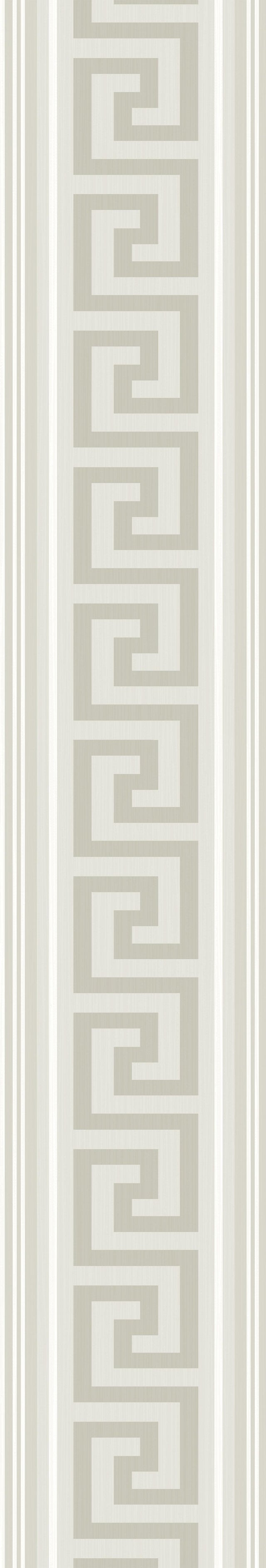 Seabrook Lyre Greek Key Border Almond & Metallic Champagne Wallpaper