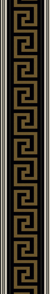 Seabrook Lyre Greek Key Border Black & Metallic Golden Sun Wallpaper