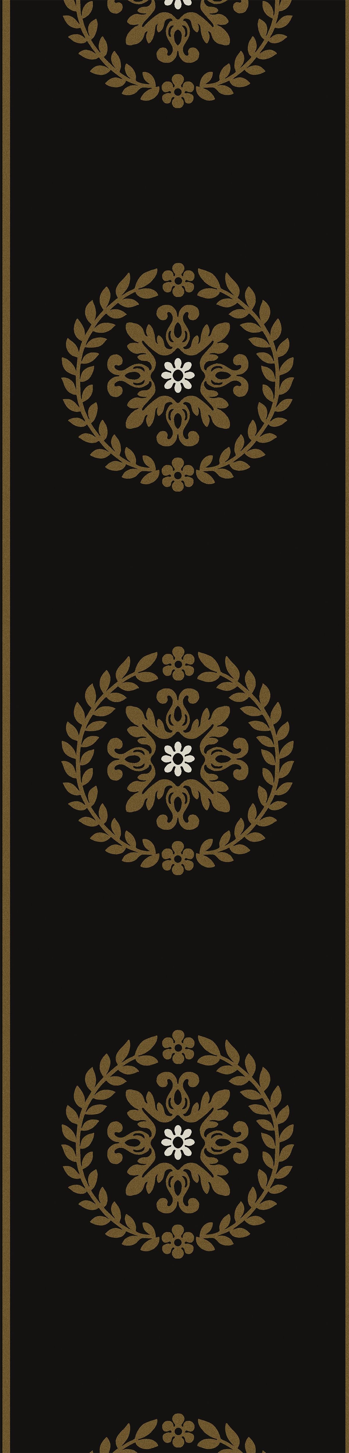 Seabrook Ronan Medallion Border Black & Metallic Gold Wallpaper