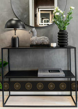 Seabrook Ronan Medallion Border Black & Metallic Gold Wallpaper