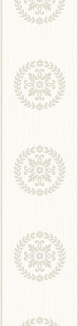 Seabrook Ronan Medallion Border Cream & Metallic Cookie Wallpaper