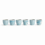 Napa Light Blue/White MONARCH MINI FLOWER POTS, SET OF 6